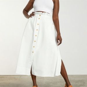Everlane Long White Easy Button-up Skirt with Pockets!